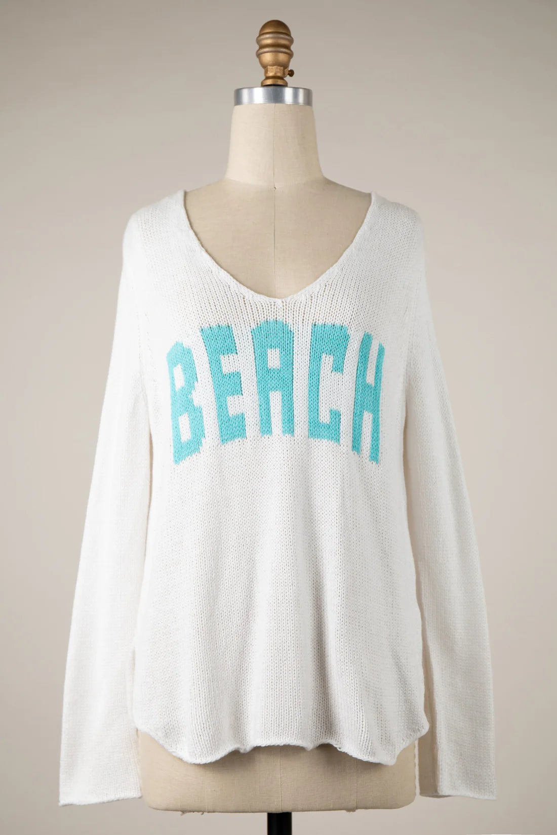 Beach Knit Sweater in Block Lettering