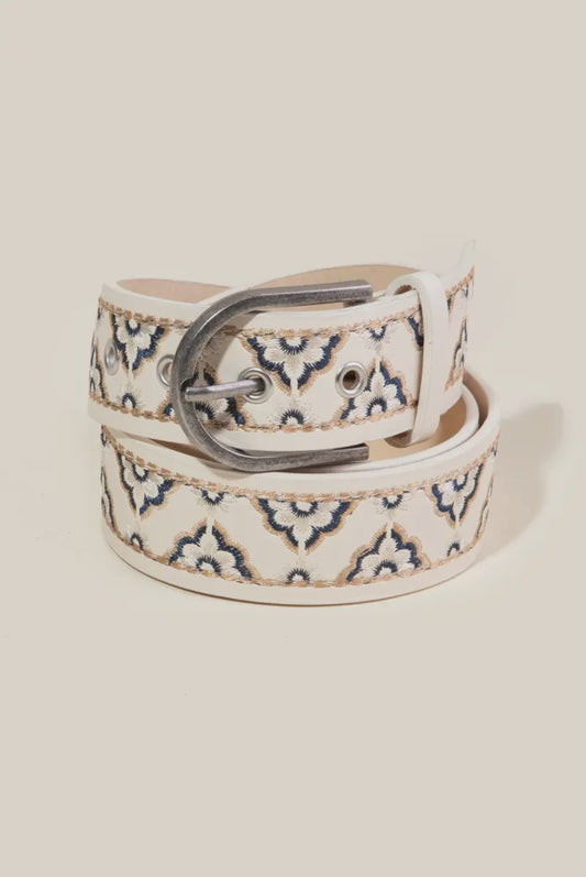 Embroidered Flower Belt