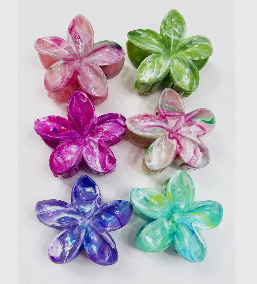 Marbled Plumeria Claw Clip
