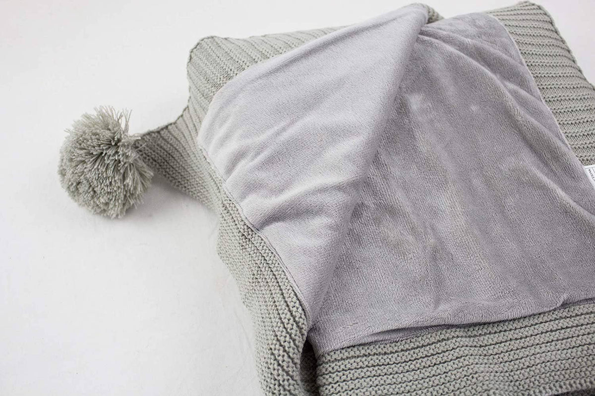 Grey Luxe Faux Fur Cable Knit Blanket