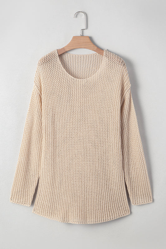 Crochet Hollow-out Knit Sweater