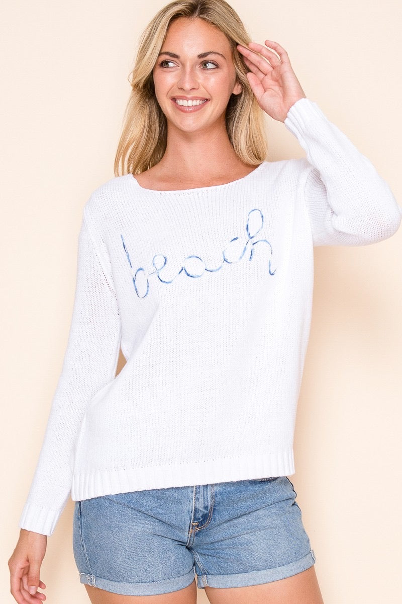 Beach Knit Sweater in Cursive Writing