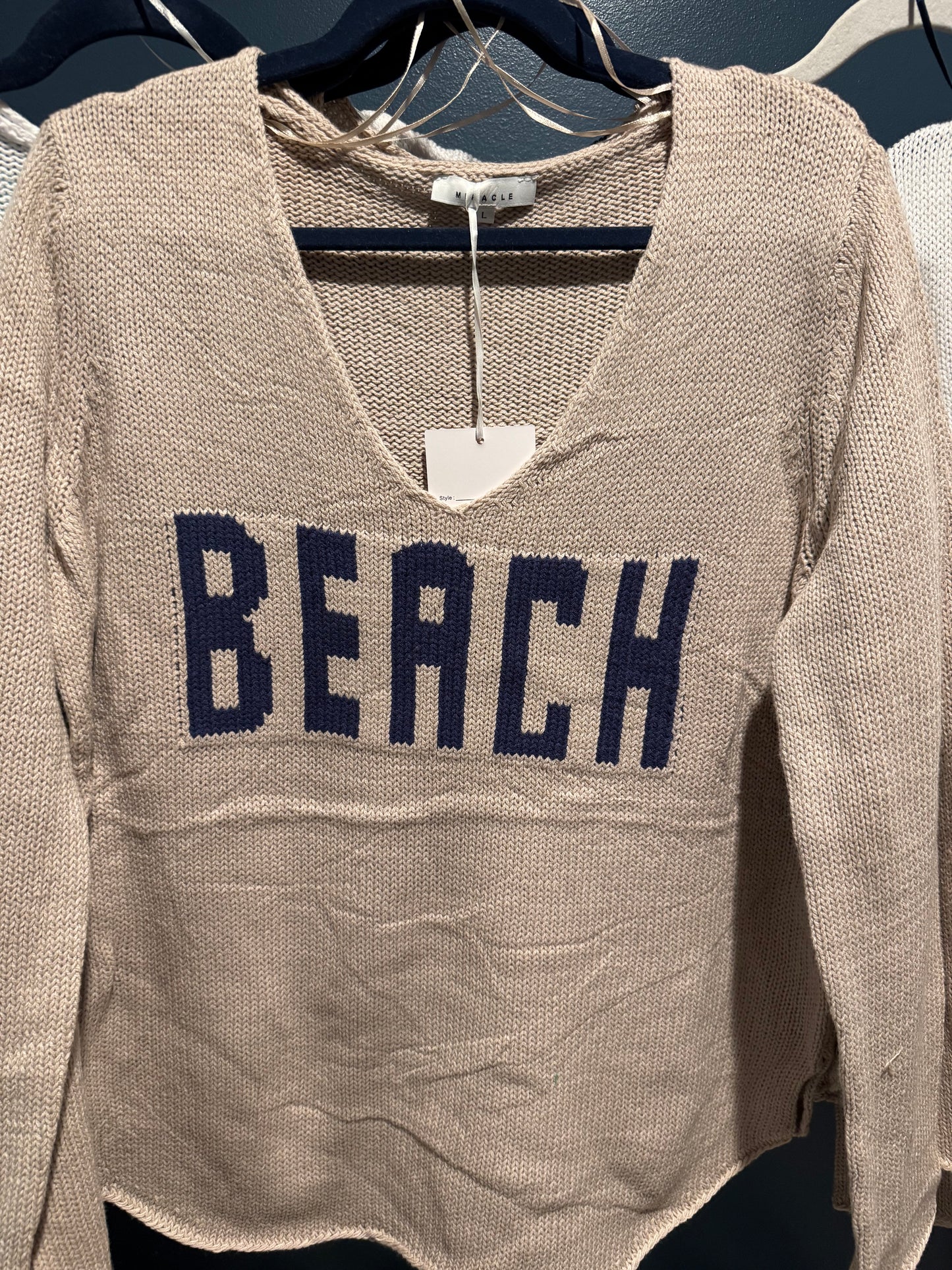 Beach Knit Sweater in Block Lettering