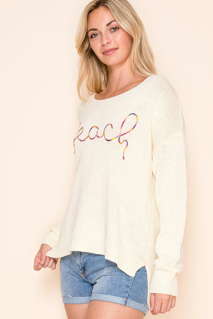 Beach Knit Sweater in Cursive Writing