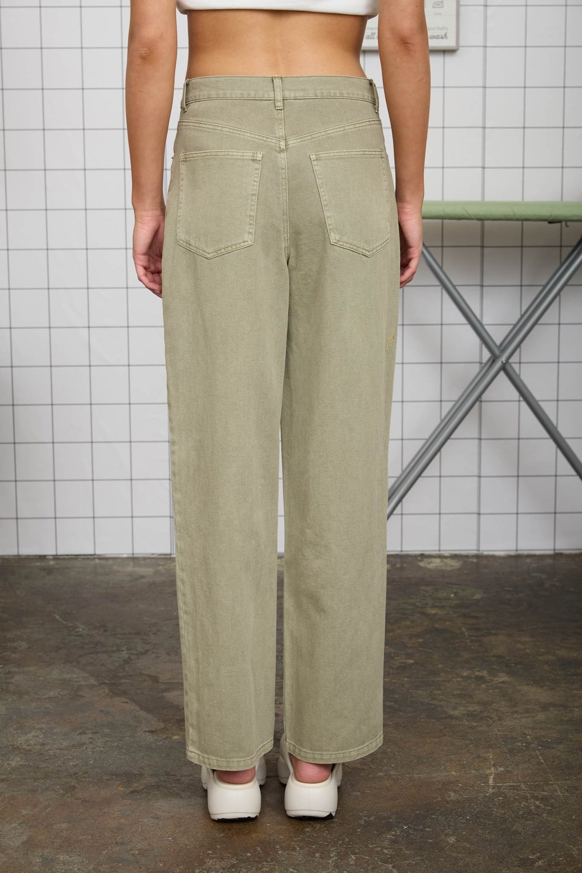 Olive Barrel Leg Jeans