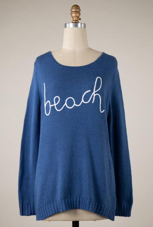 Beach Knit Sweater in Cursive Writing