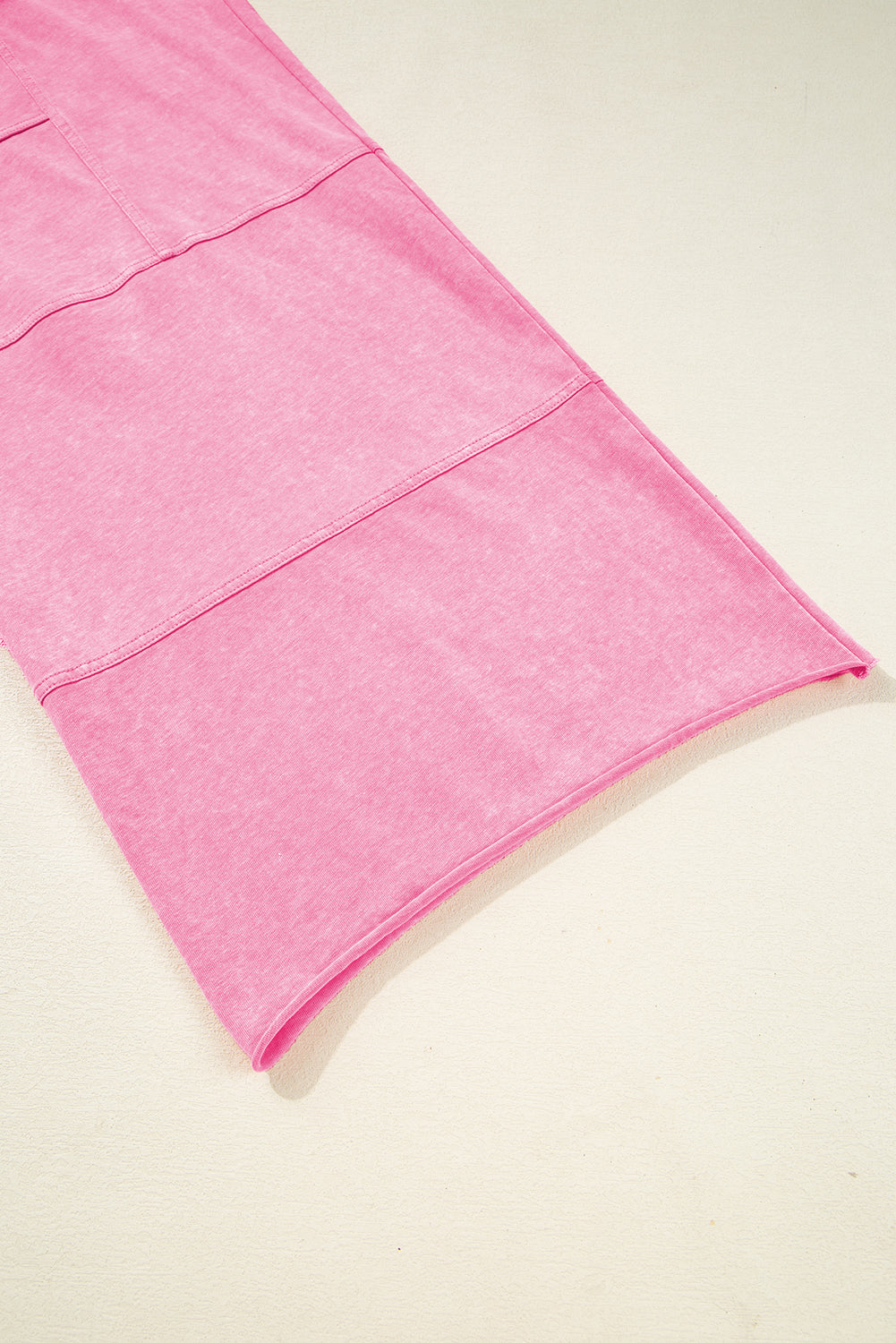 Smoke Gray Mineral Wash Exposed Seam Drawstring Elastic Waistband Wide Leg Cargo Pants