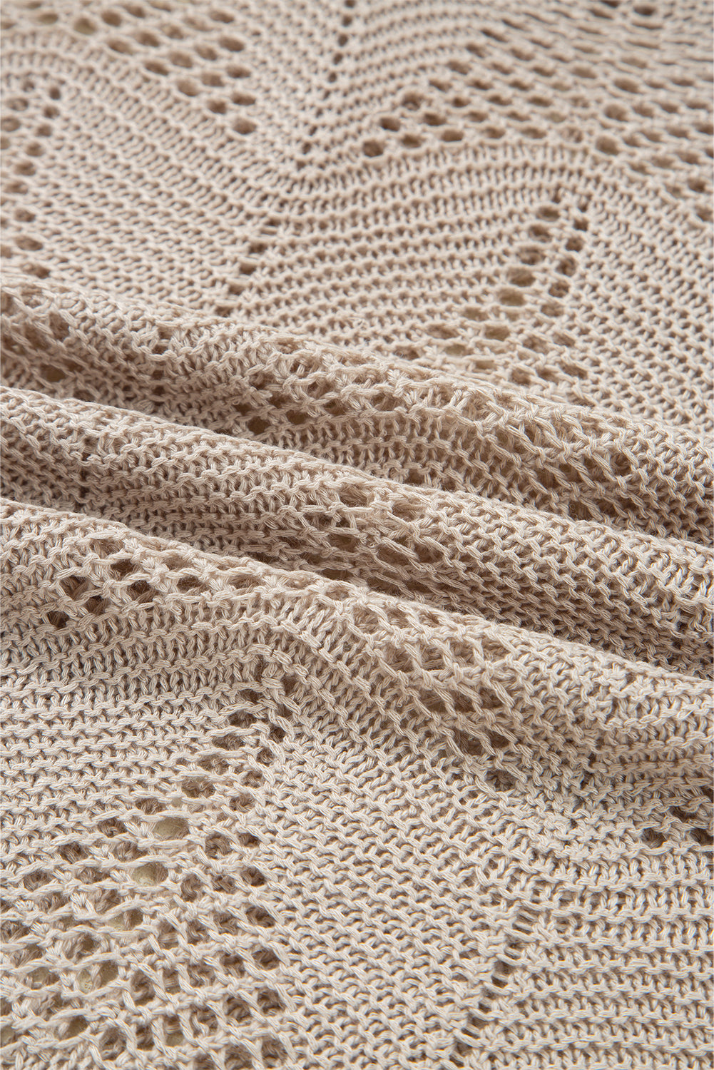 Parchment Hollow Out Knit 3/4 Sleeve Casual Sweater