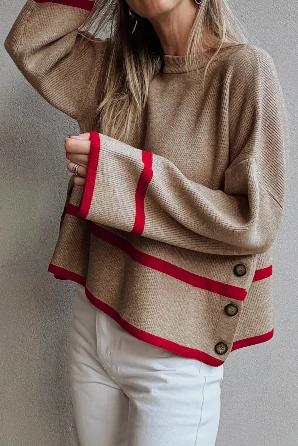 Simply Taupe Ribbed Loose Sweater