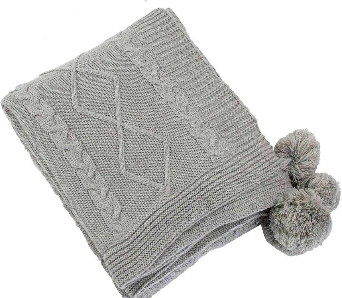 Grey Luxe Faux Fur Cable Knit Blanket