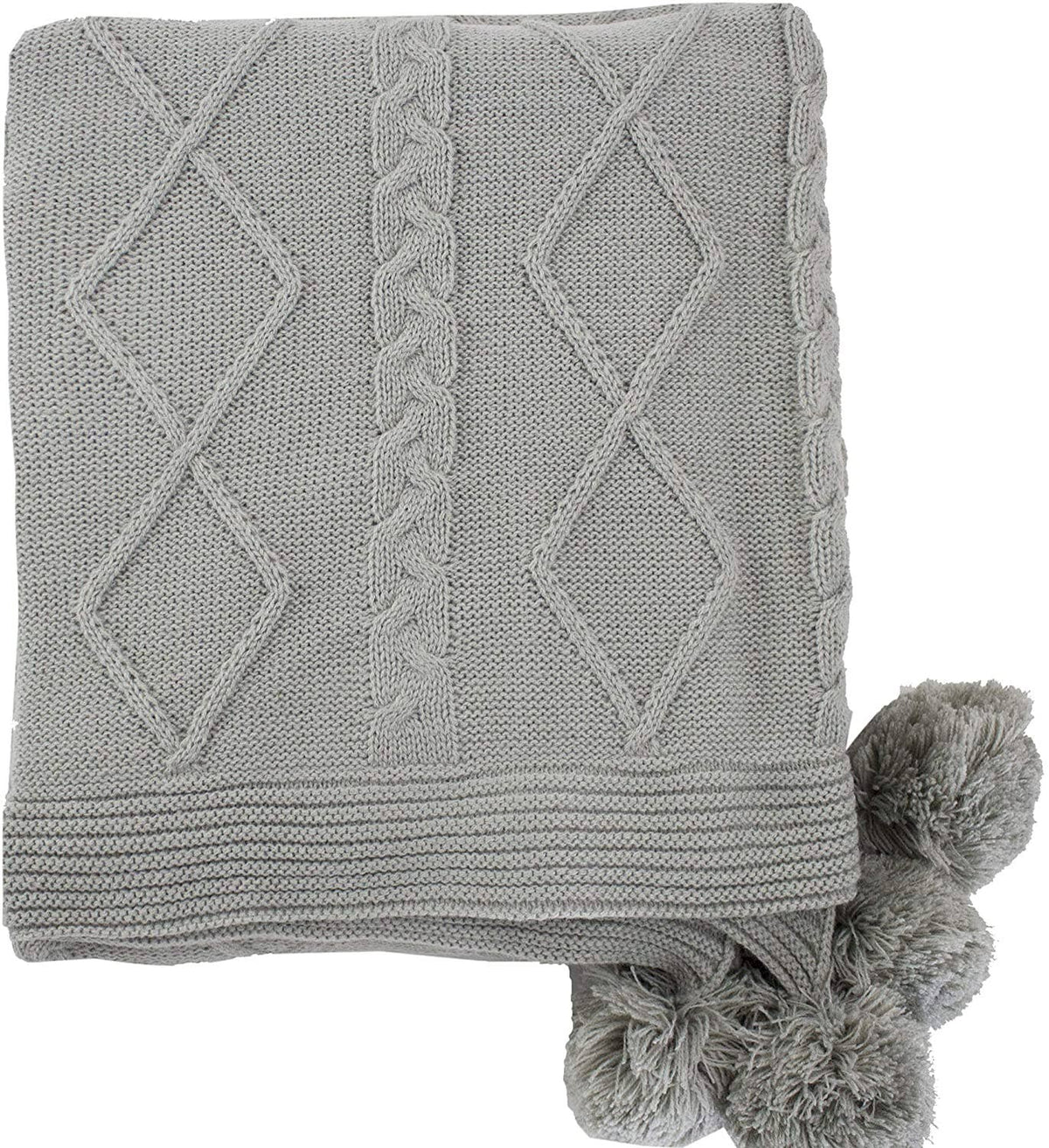 Grey Luxe Faux Fur Cable Knit Blanket