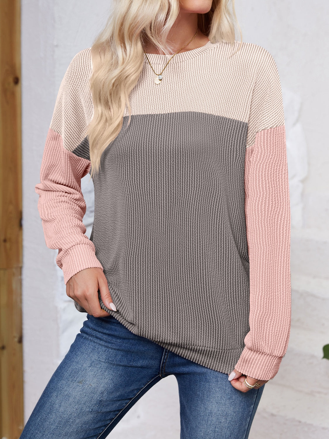 Color Block Long Sleeve Sweatshirt