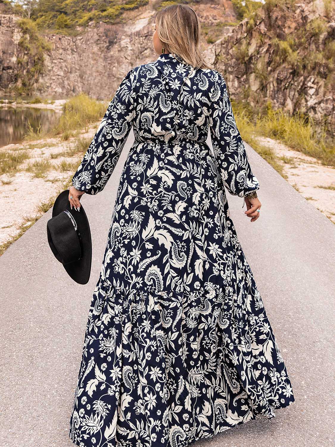 Long Sleeve Maxi Dress, Plus Size