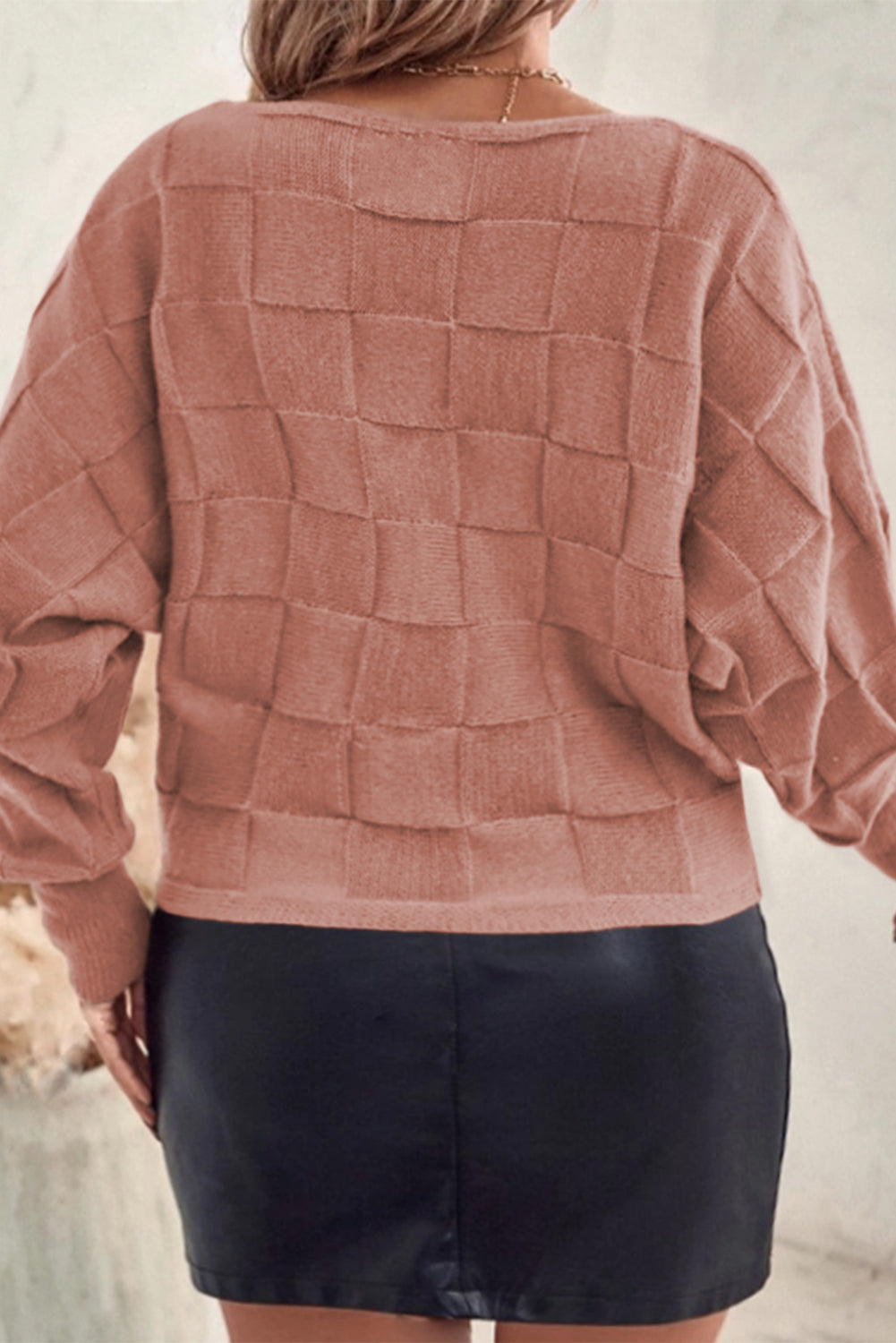 Basket Weave Round Neck Sweater