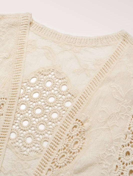 Crosa Batwing Sleeve Crochet Cardigan