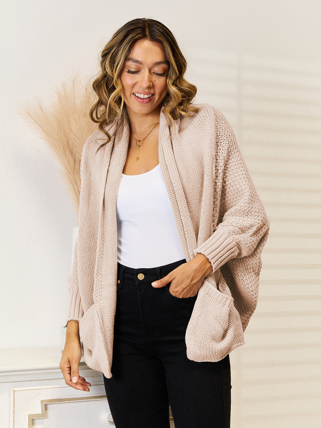 Open Front Cardigan with Pockets