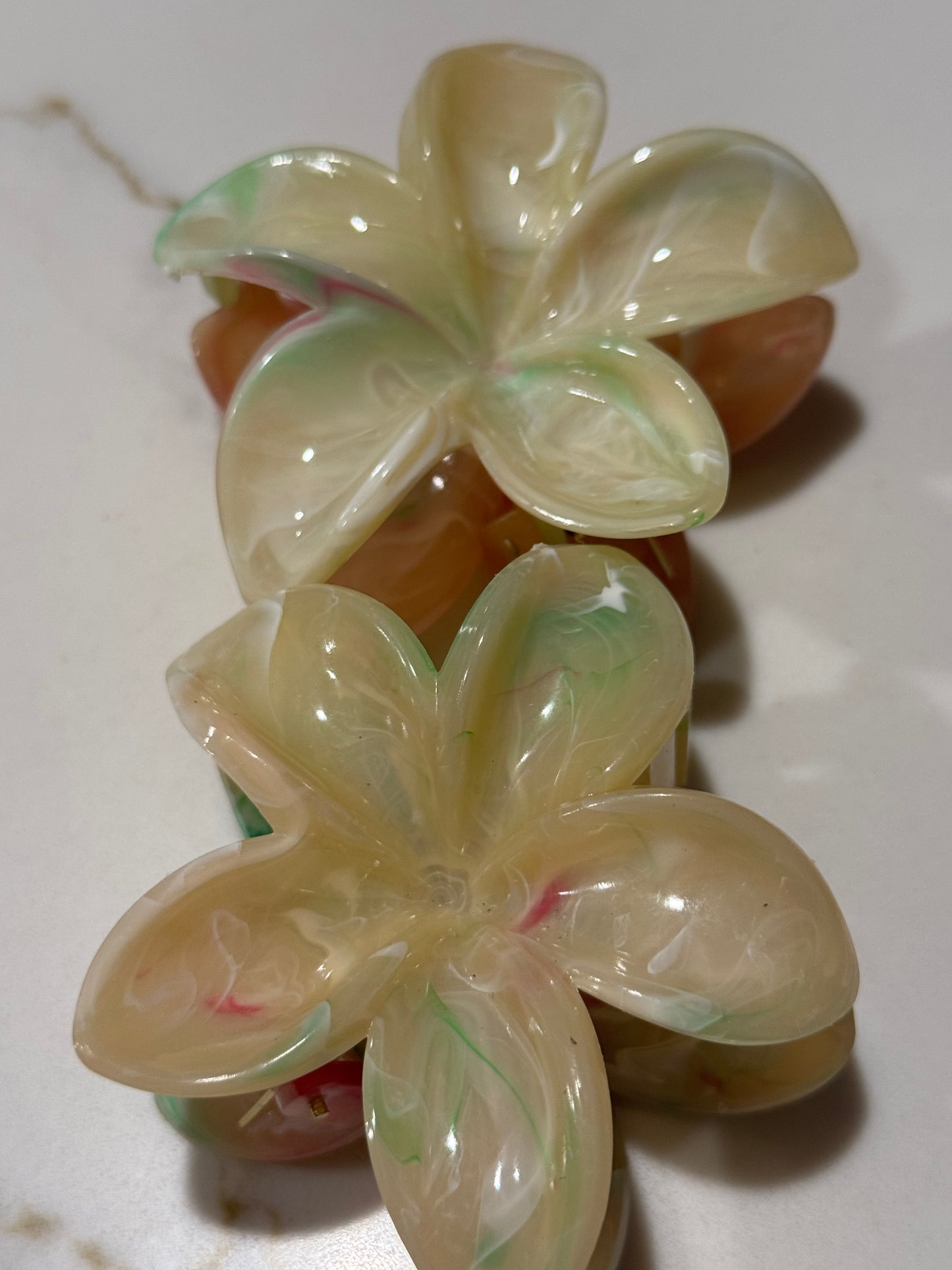 Marbled Plumeria Claw Clip