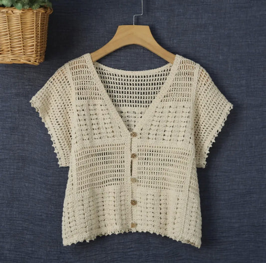 Crochet Short Sleeve Cardigan