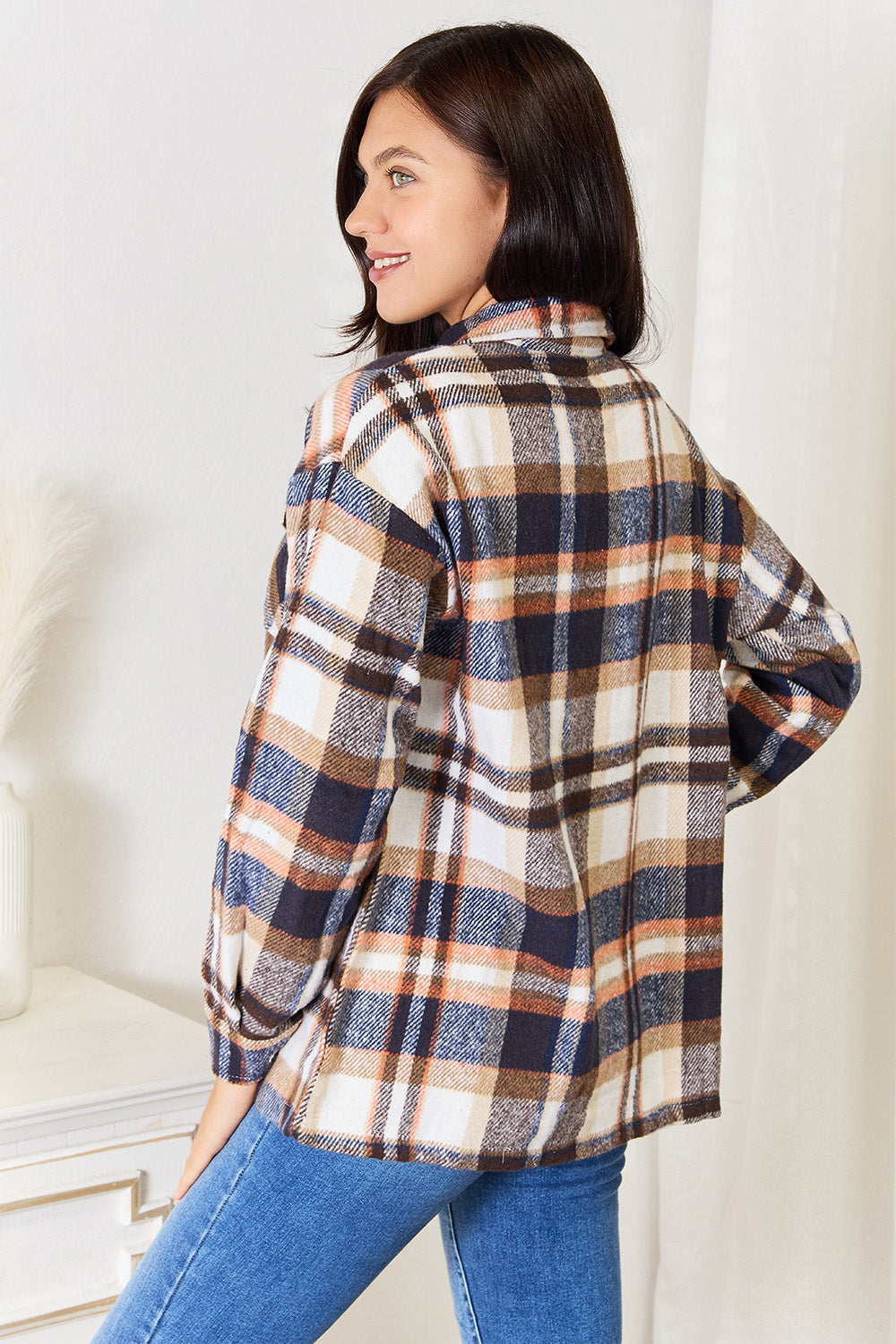 Double Take Plaid Jacket