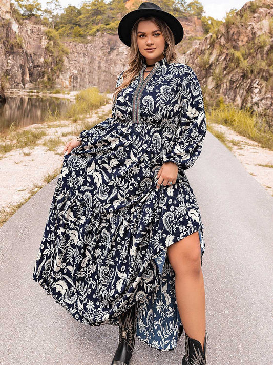 Long Sleeve Maxi Dress, Plus Size