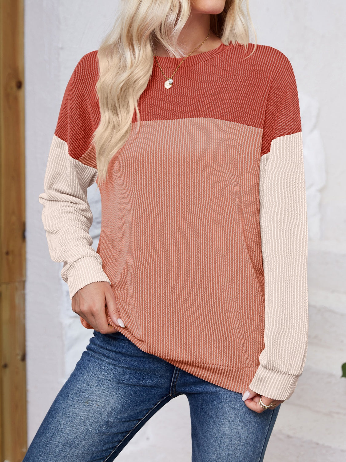 Color Block Long Sleeve Sweatshirt