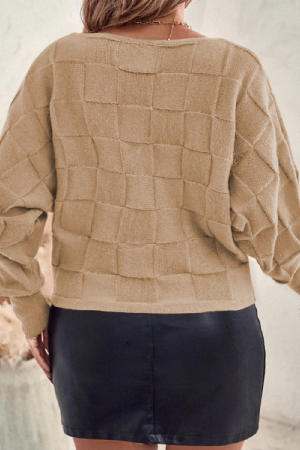 Basket Weave Round Neck Sweater