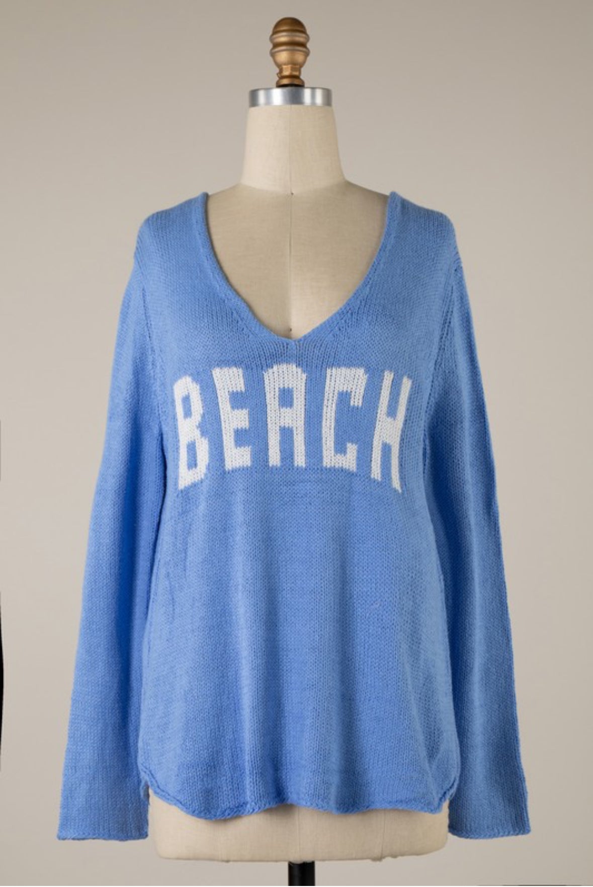 Beach Knit Sweater in Block Lettering