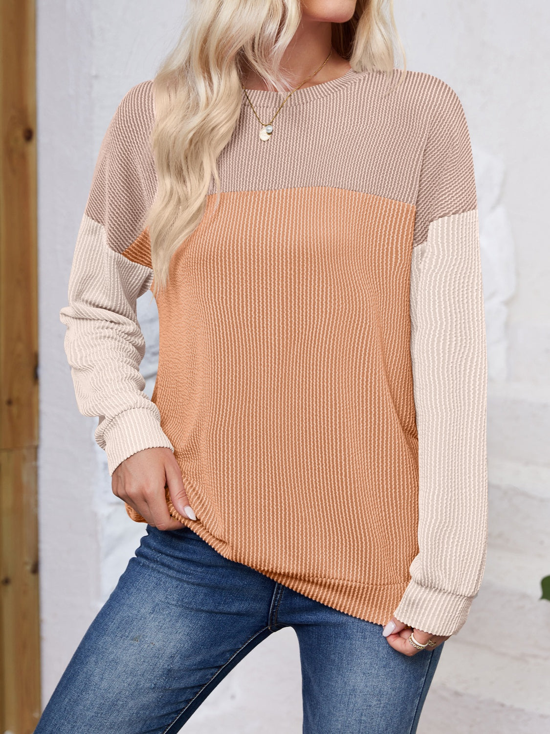 Color Block Long Sleeve Sweatshirt