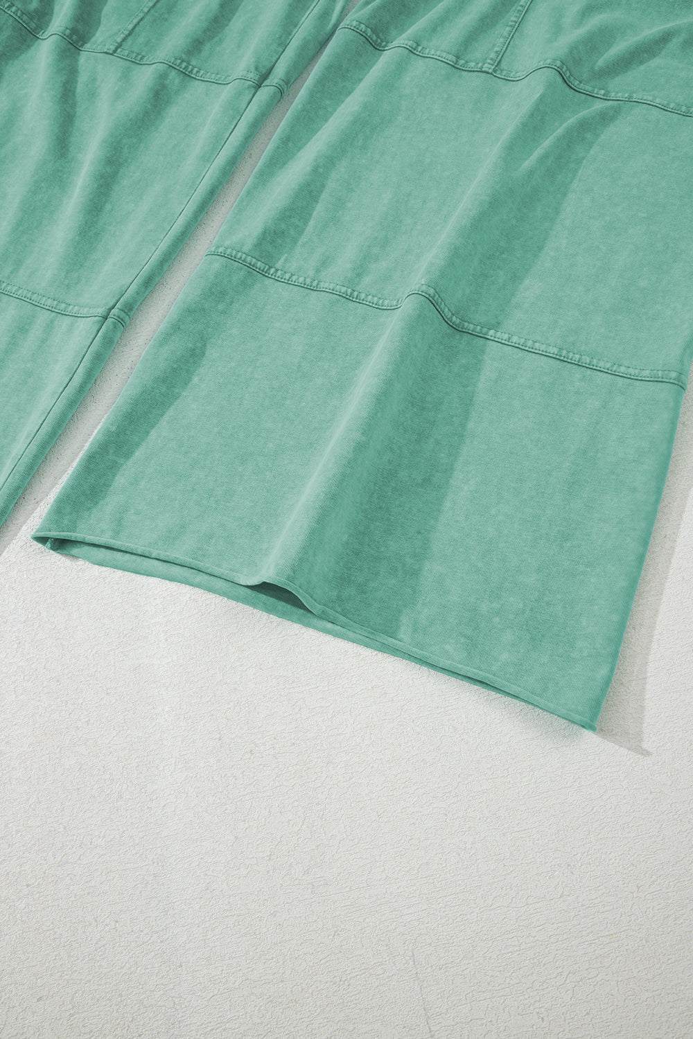 Smoke Gray Mineral Wash Exposed Seam Drawstring Elastic Waistband Wide Leg Cargo Pants