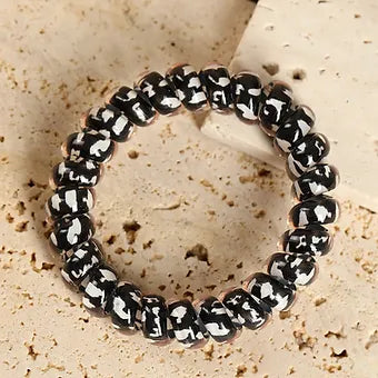 Black Leopard Spiral Coil Hair Tie