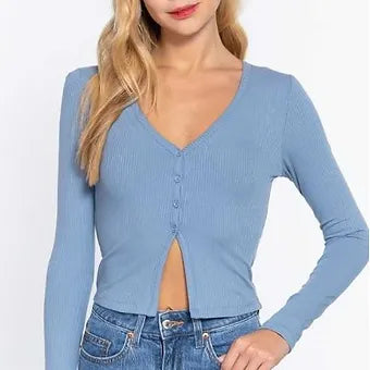 SALE- Button Down Crop Top