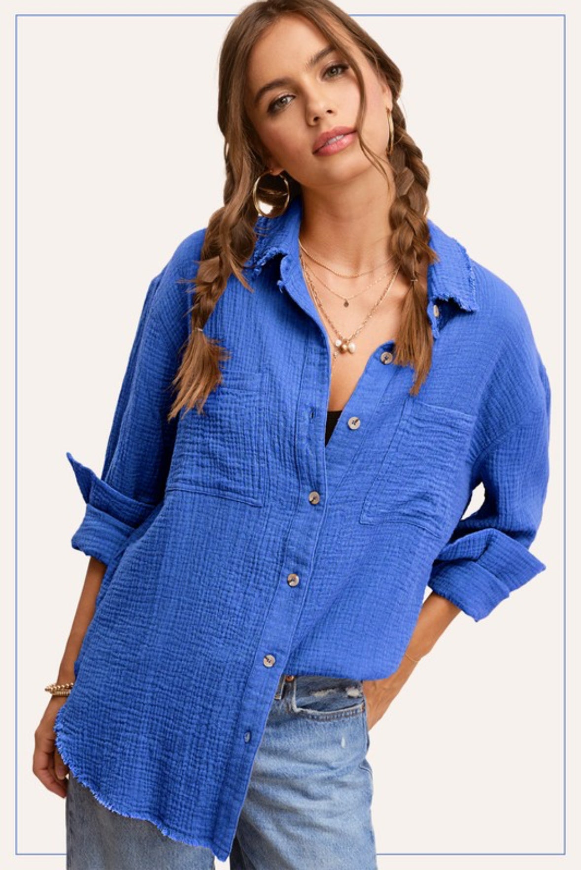 Crinkle Guaze Button Down Shirt