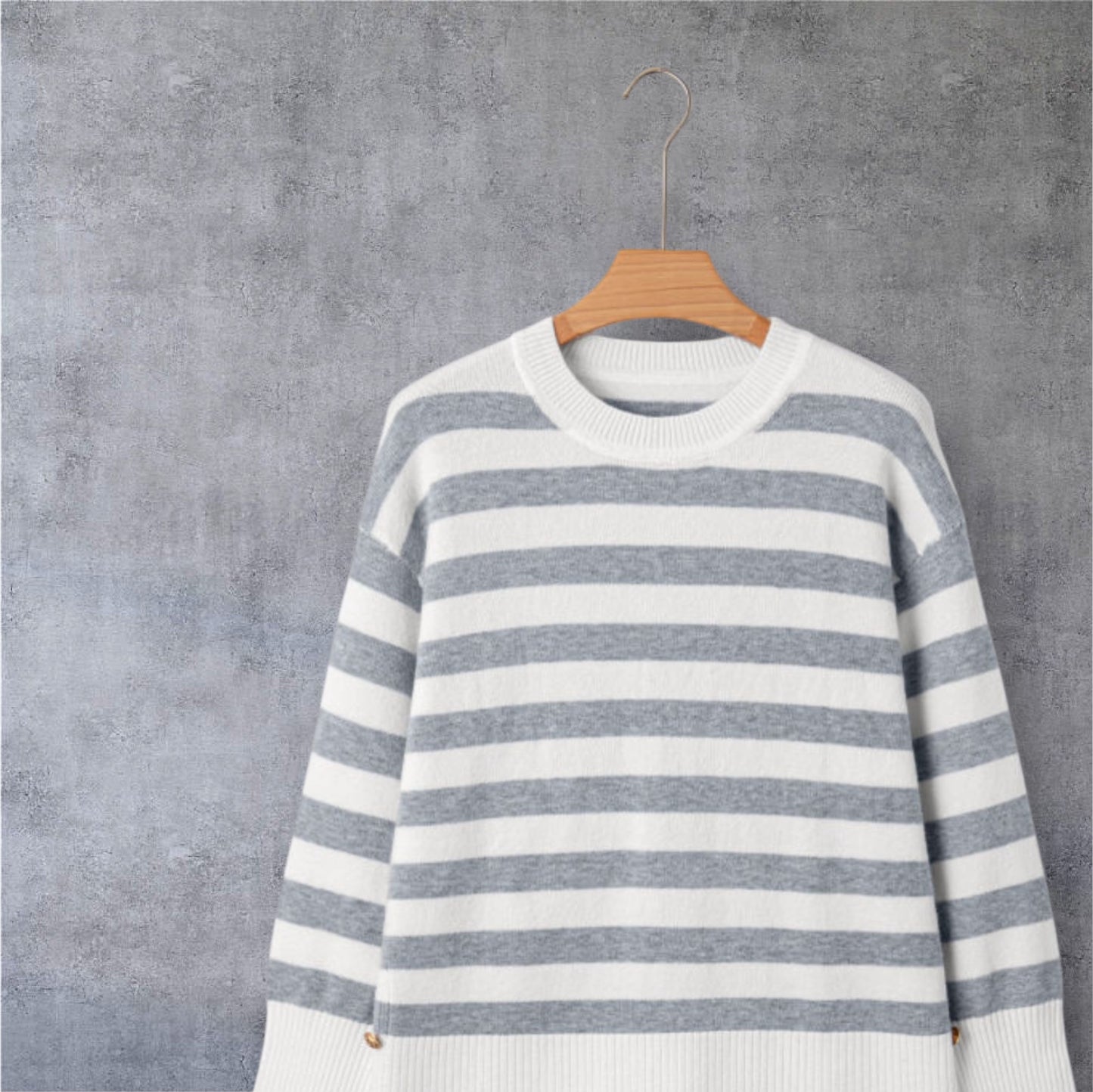 Lindley Striped Button Detail Sweater