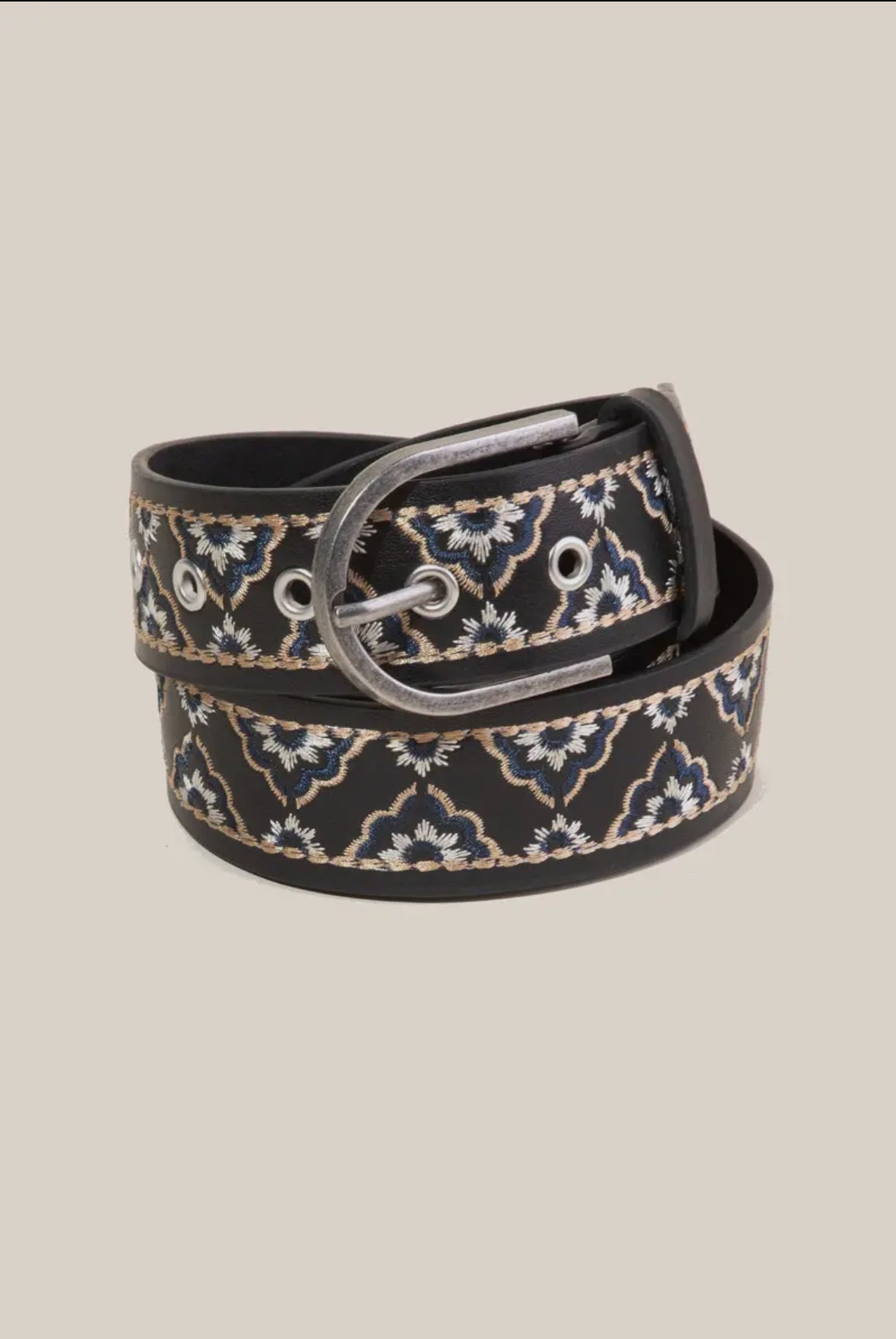 Embroidered Flower Belt