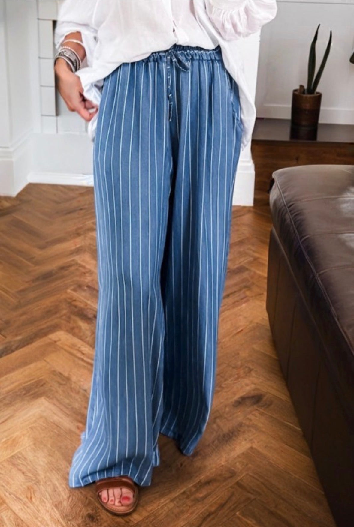 Chambray Striped Pants