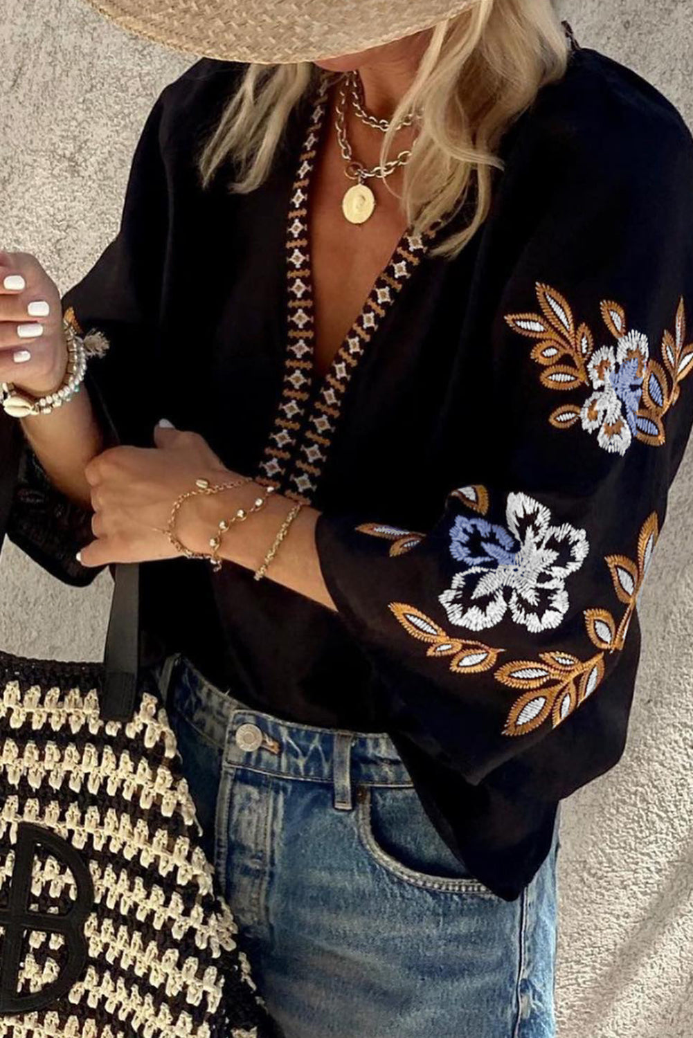 Floral Embroidered Bohemian Blouse