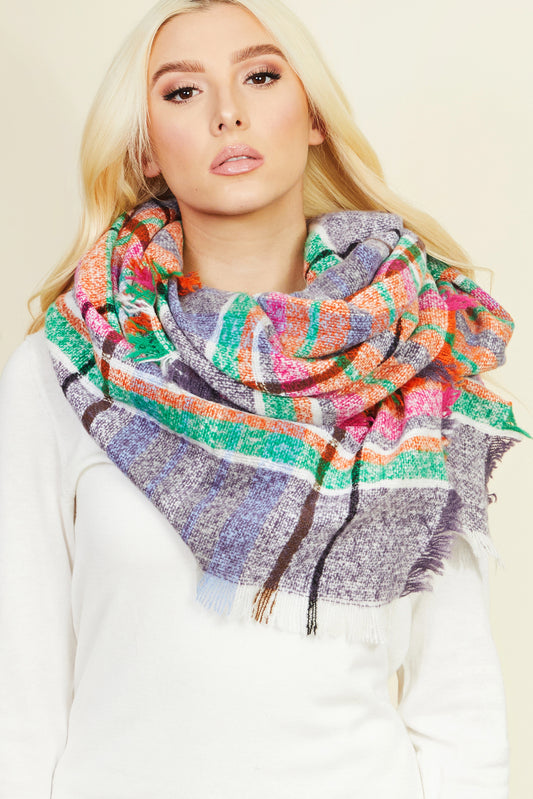 Plaid Checkered Pattern Oblong Scarf
