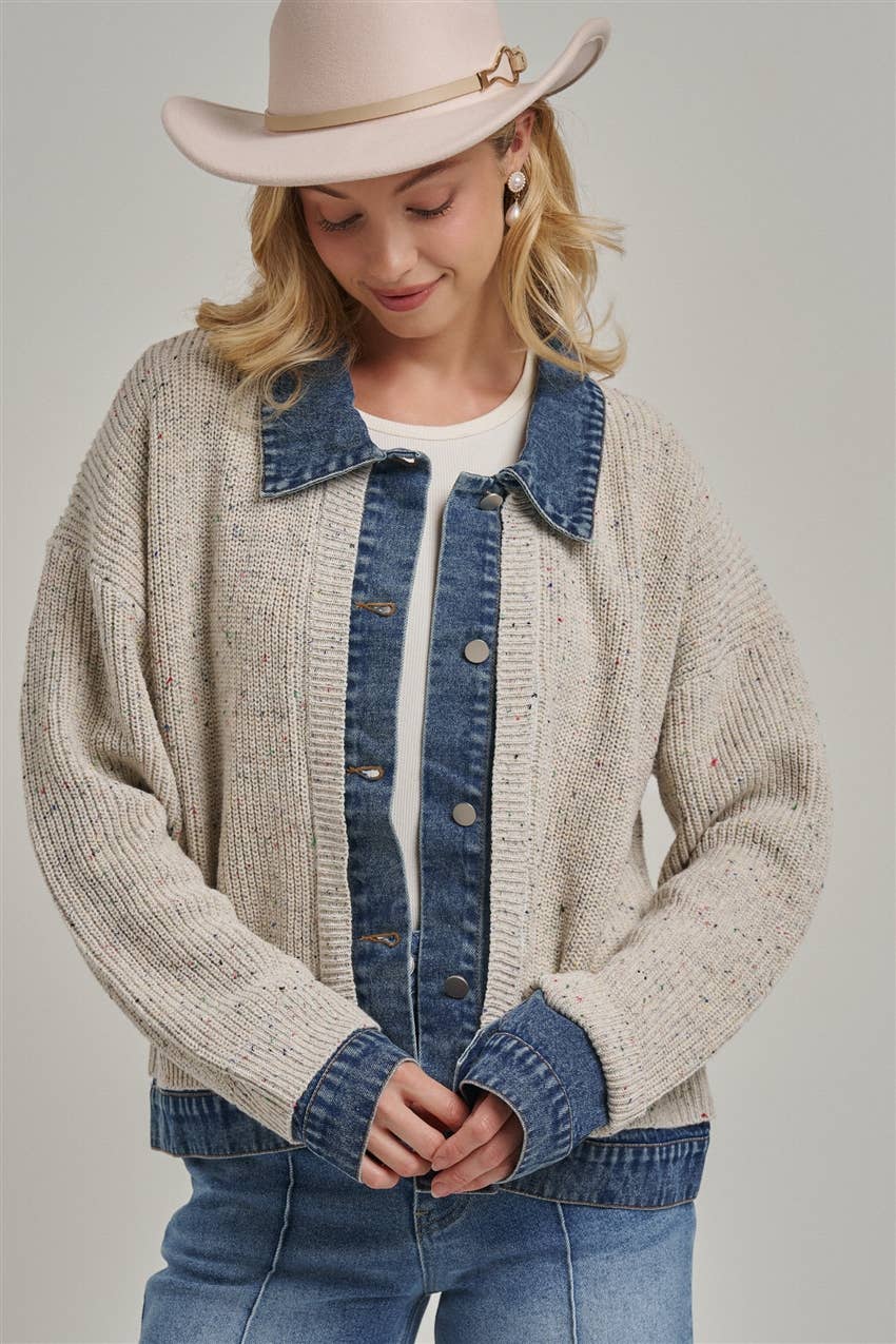 Slacker Denim Sweater Cardigan