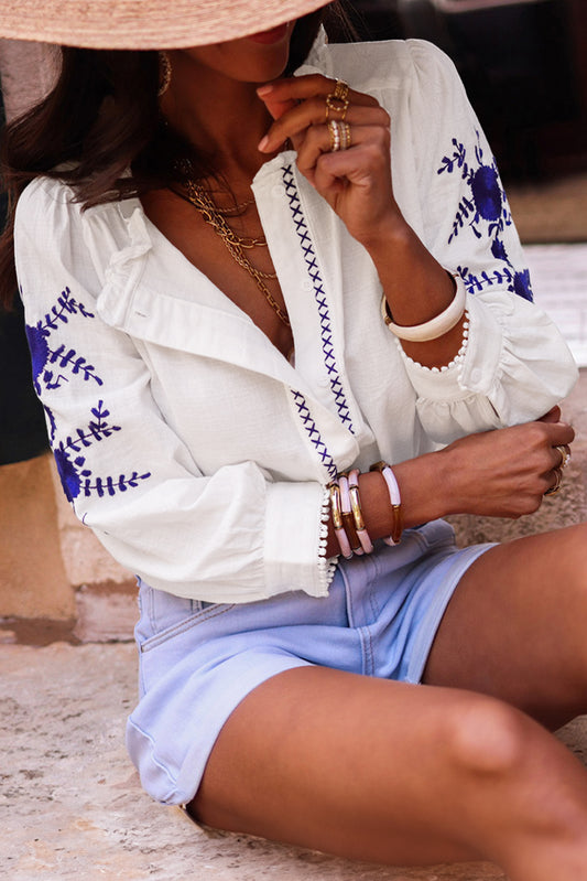 Blue Skies Embroidered Blouse