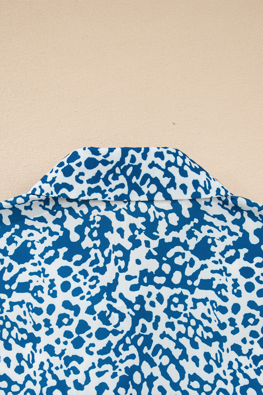Khaki Leopard Striped Patchwork Button-up Shirt