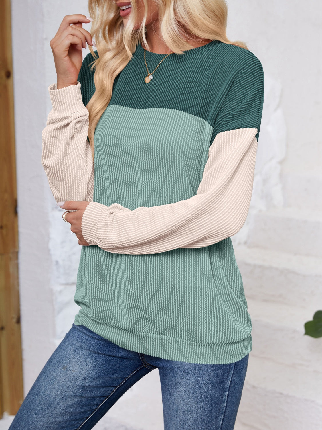 Color Block Long Sleeve Sweatshirt