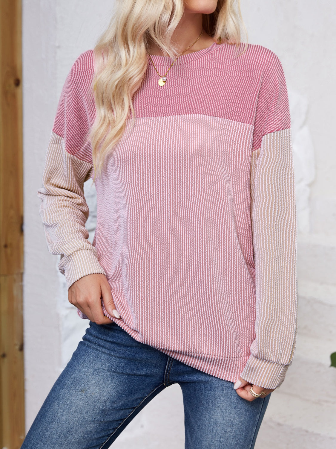 Color Block Long Sleeve Sweatshirt