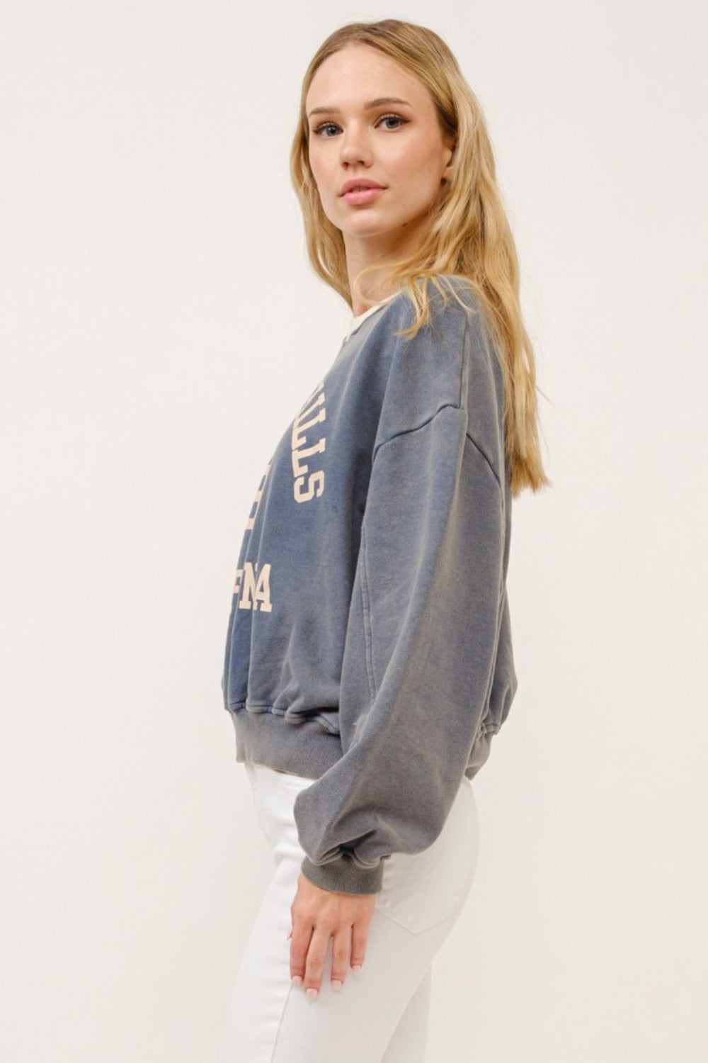 And The Why BEVERLY HILLS 92 CALIFORNIA Contrast Crop Sweatshirt