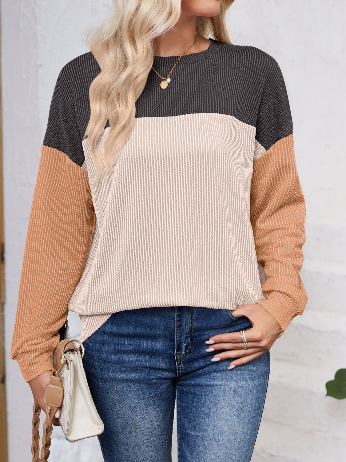 Color Block Long Sleeve Sweatshirt