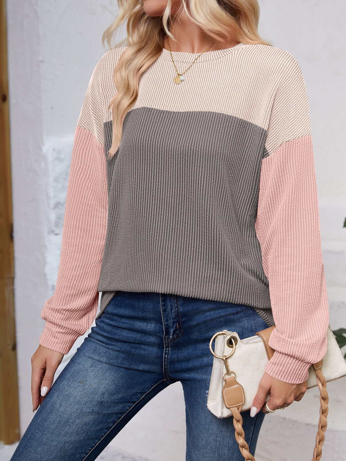 Color Block Long Sleeve Sweatshirt