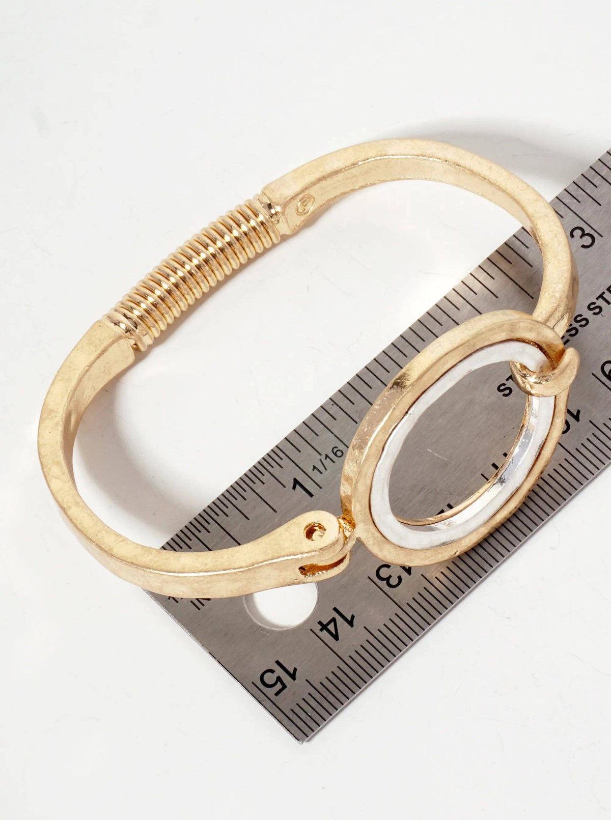Hammered Dual-Tone Circle Hinge Bracelet